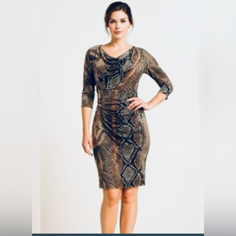 Suzi Chin for Maggy Boutique Snake Skin Print Midi Dress